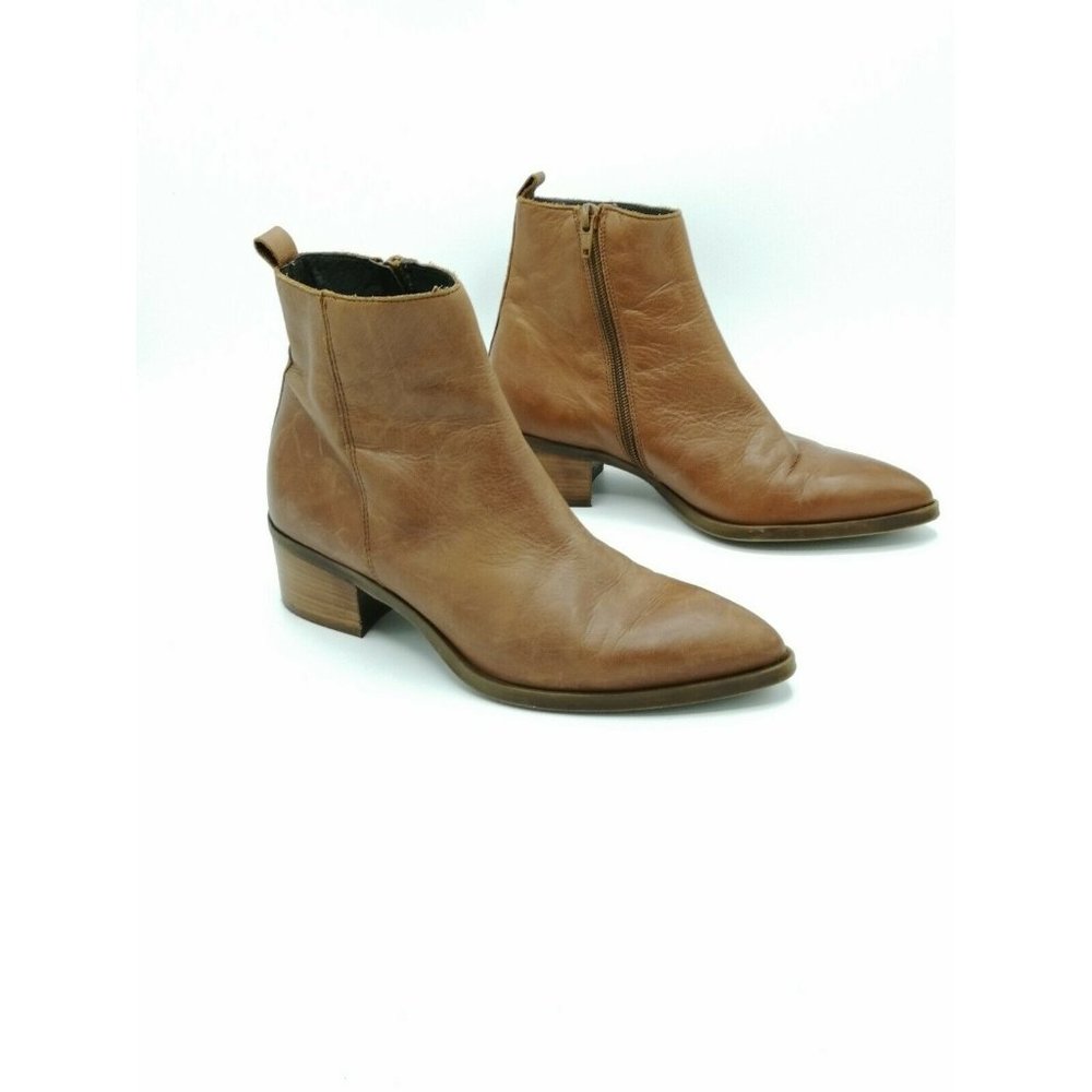 Piampiani Made in Italy Leather Ankle Boots Booties Beige 38 Women’s US 8